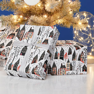 Papier Cadeau Villages d'hiver croquer motif noël