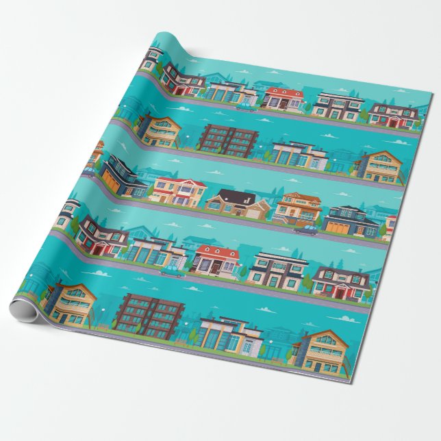 Papier Cadeau Ville et routes (Déroulé)