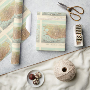 Papier Cadeau Ville vintage de San Francisco Carte restaurée, 1