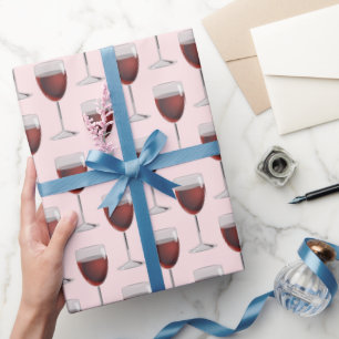 Papier Cadeau Vin Rouge Sur Rose Bleu
