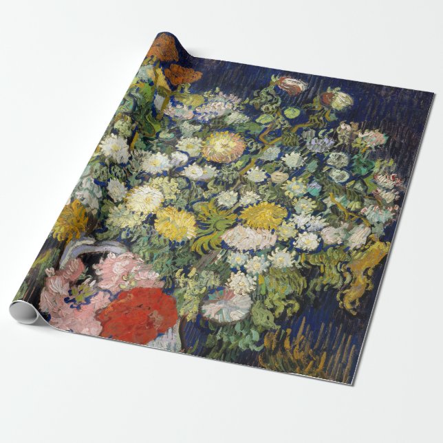 Papier Cadeau Vincent van Gogh - Bouquet de fleurs dans un vase (Déroulé)