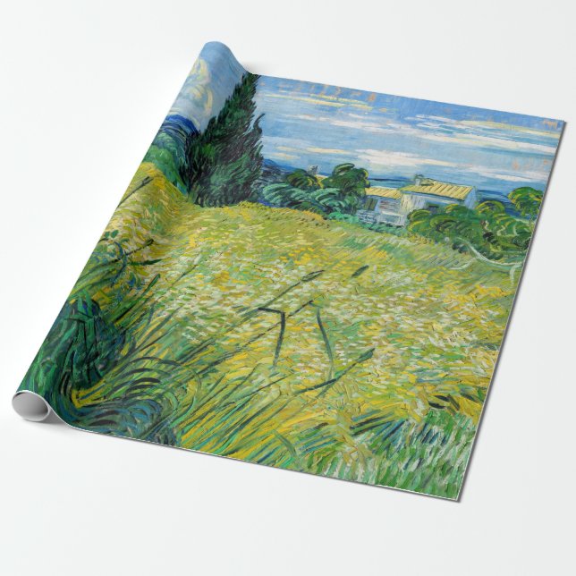Papier Cadeau Vincent van Gogh - Champ de blé vert avec Cypress (Déroulé)