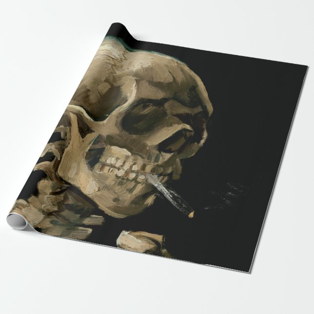 Papier Cadeau Vincent van Gogh - Crâne avec cigarette brûlante (Déroulé)