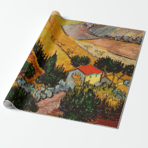 Papier Cadeau Vincent van Gogh - Paysage, Maison et Plowman