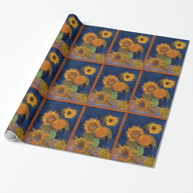 Papier Cadeau Vincent van Gogh Six Sunflower Fine Art Gallery HD (Déroulé)