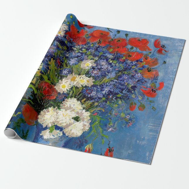 Papier Cadeau Vincent van Gogh - Vase avec Cornflowers & Poppies (Déroulé)