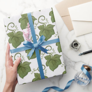 Papier Cadeau Vins Citrouilles verts et blancs