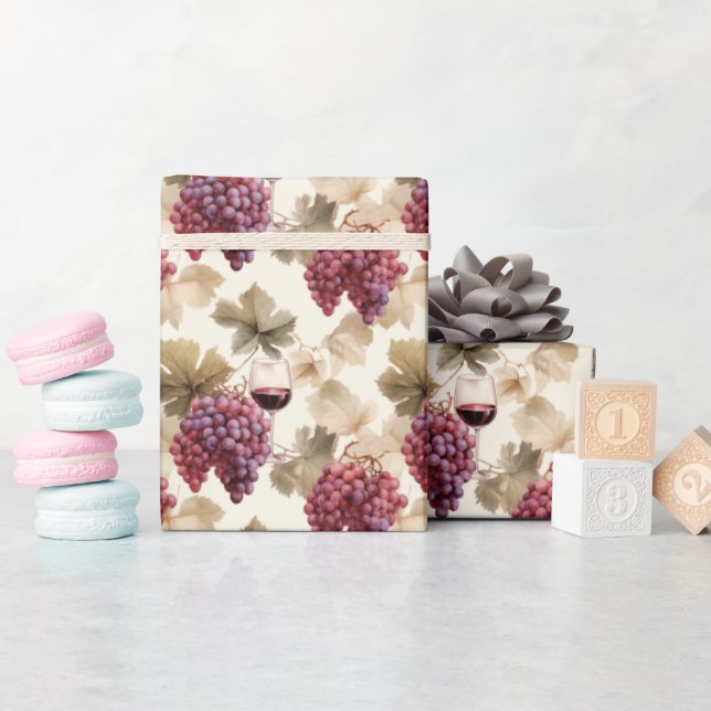 Papier Cadeau Vins de raisin et de vin rouge 2 - (Baby Shower)