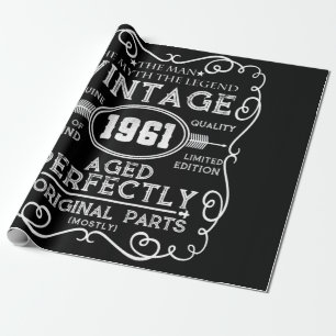Papier Cadeau Vintage 1961 Mythe de l'homme Légende 60e anniver