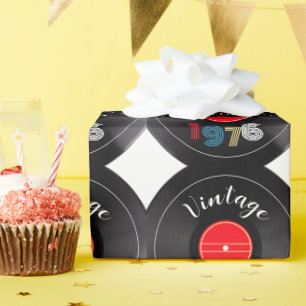 Papier Cadeau Vintage 1976 Retro Stripe Record 50e anniversaire
