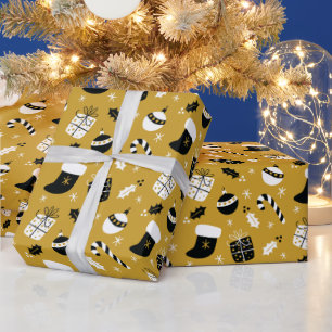 Papier Cadeau Vintage Black Gold Noël