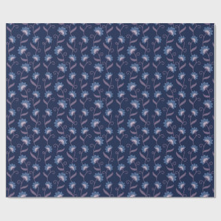 Papier Cadeau Vintage Blue Floral Seamless Pattern Gift Wrap