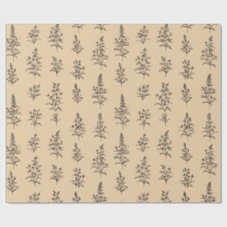 Papier Cadeau Vintage Botanical Herb Pattern – Neutral Floral