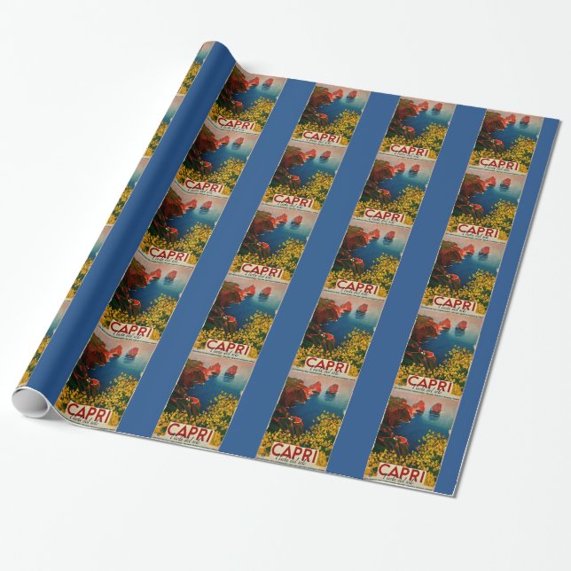 Papier Cadeau Vintage Capri L'Isola del Sole Italie (Déroulé)