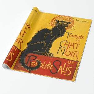 Papier Cadeau Vintage Chat Noir Art Nouveau Paris Cute Conversat
