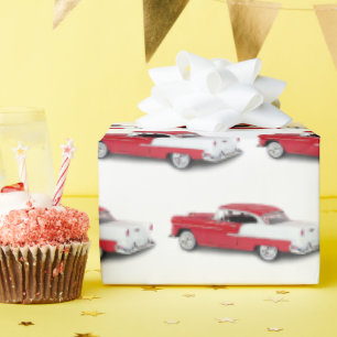 Papier Cadeau Vintage Chevy rouge et blanc 1955