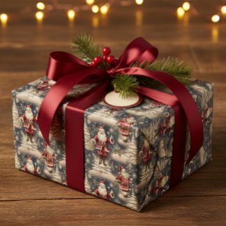Papier Cadeau Vintage Christmas Santa
