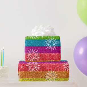 Papier Cadeau Vintage Christmas Star Rainbow Parties scintillant