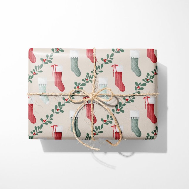 Papier Cadeau Vintage Christmas Stockings Wrapping Paper (Créateur téléchargé)