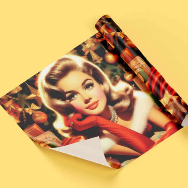 Papier Cadeau Vintage Elegant Christmas Girl (Créateur téléchargé)
