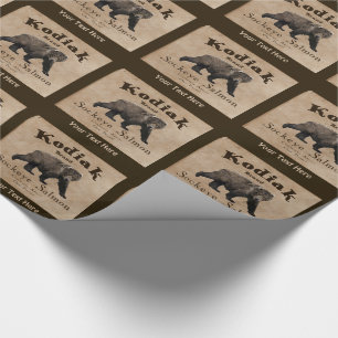Papier Cadeau Vintage Étiquette Saumon Kodiak