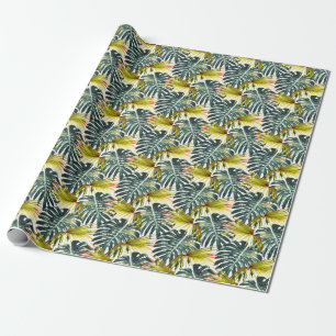 Papier Cadeau Vintage Feuille Motif de la jungle tropicale