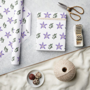 Papier Cadeau Vintage Fleur violet Floral Vert Feuilles Boho