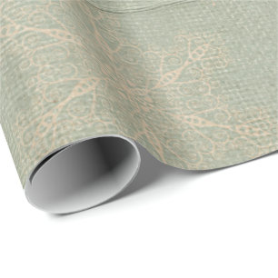 Papier Cadeau Vintage flocon de neige rustique hiver turquoise c
