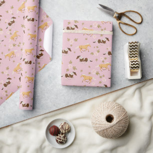 Papier Cadeau Vintage Floral Horse Motif