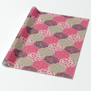 Papier Cadeau Vintage Floral Motif marocain rose