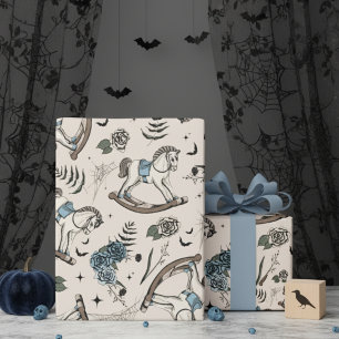 Papier Cadeau Vintage Floral Rocse Horse Motif beige
