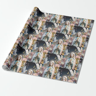 Papier cadeau vintage Floral Vierge Marie