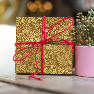 Papier Cadeau Vintage Gold Swirls Motif Classy Abstrait Brown