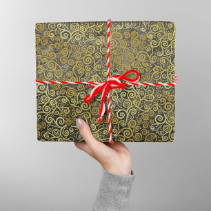 Papier Cadeau Vintage Gold Swirls Motif Classy Élégant Taupe