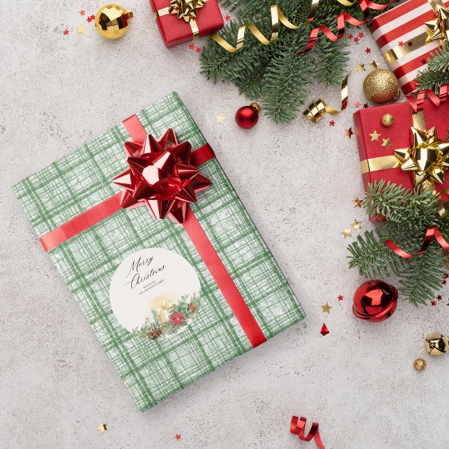 Papier Cadeau Vintage Green Plaid Christmas (Créateur téléchargé)
