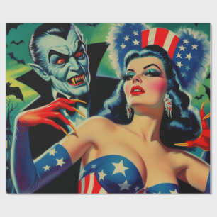 Papier Cadeau Vintage horreur vampire fille