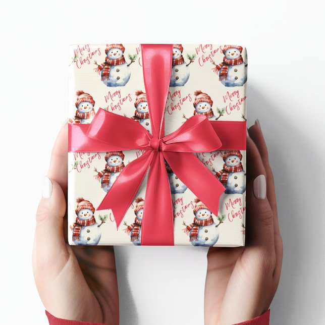 Papier Cadeau Vintage Joyeux Noël & Snowmen (Créateur téléchargé)