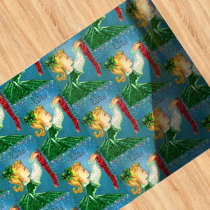 Papier Cadeau Vintage Noël chaussettes rouges parties scintillan