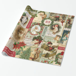 PAPIER CADEAU VINTAGE NOËL COLLAGE