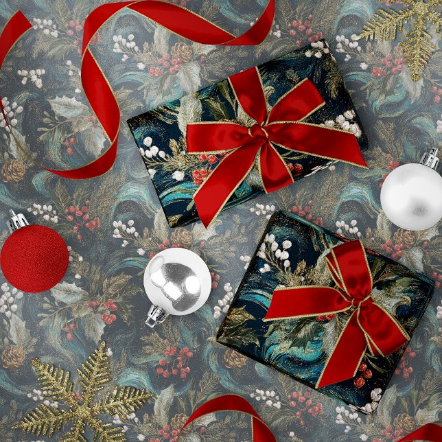 Papier Cadeau Vintage Noël Élégant Éclairage (Créateur téléchargé)