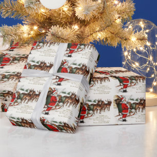 Papier Cadeau Vintage Noël Père Noël rennes carrelage de la fête