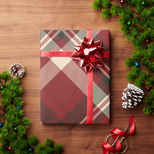 Papier Cadeau Vintage Noël Plaid Red Holiday (Cadeau de vacances)