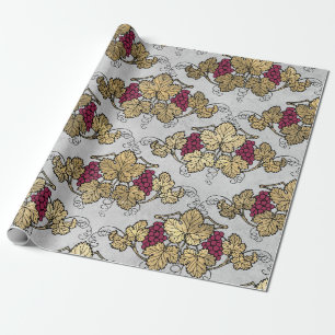 Papier Cadeau Vintage Paris Bourgogne et Or Thème Vin