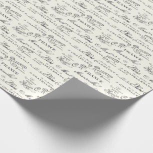Papier Cadeau Vintage Paris City Names Paris Wrapper Paper