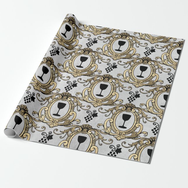 Papier Cadeau Vintage Paris Faux Gold (Déroulé)