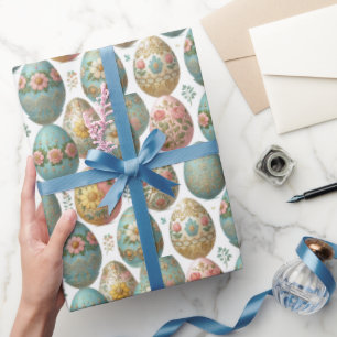 Papier Cadeau Vintage Pastel Oeuf de Pâques délice