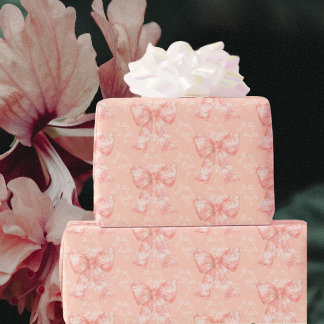 Papier Cadeau Vintage Peachy Floral Toile Bows