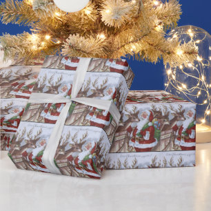 Papier Cadeau Vintage Père Noël et le carrelage de la partie de