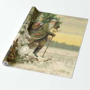 Papier Cadeau Vintage Père Noël Noël Victorien