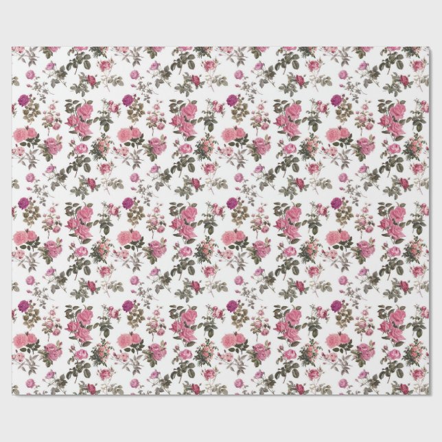Papier Cadeau Vintage Pink Roses (Plat)